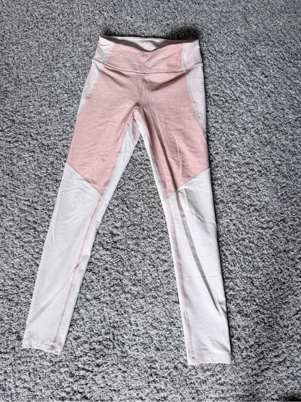 Outdoor Voices Pink and Cream Colorblock Kids Leggings